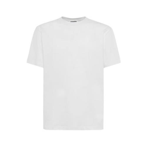 Ensfarvet Bomuldsscoop Neck T-Shirt