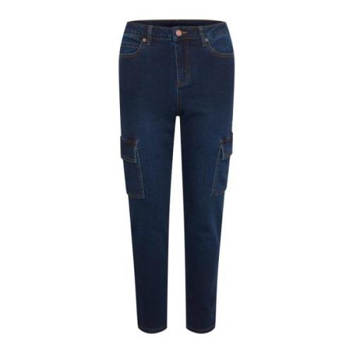 Slim-fit Cargo Jeans med høj talje og sidelommer