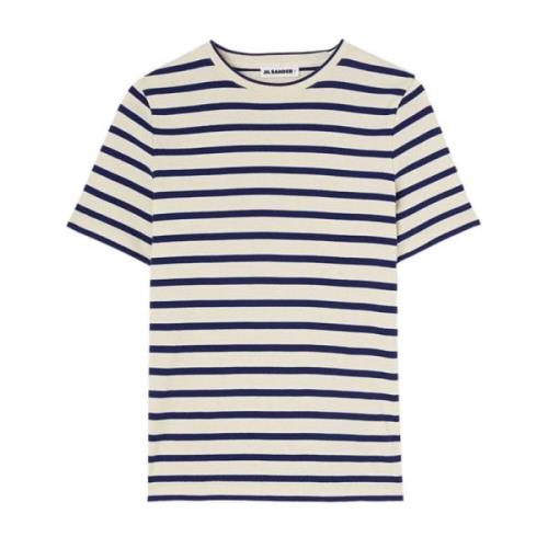 Stribet Creme Hvid/Marineblå T-Shirt