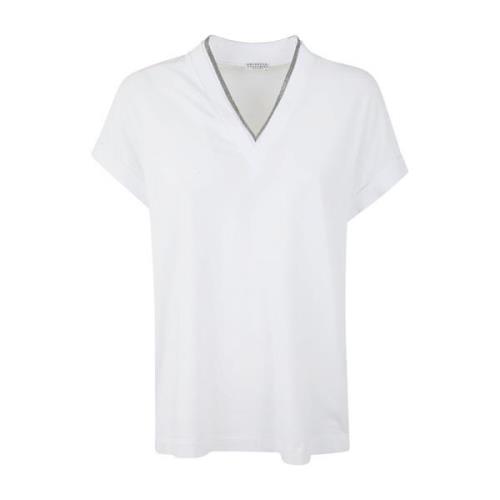 Hvid V Neck T-Shirt