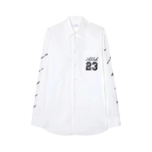 Hvid Bomuldsskjorte med Broderede Detaljer