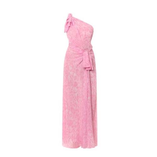 Pink One-Shoulder Kjole med Sløjfedetalje