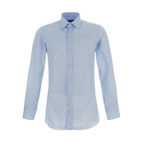 Lysblå langærmet bomuldsskjorte