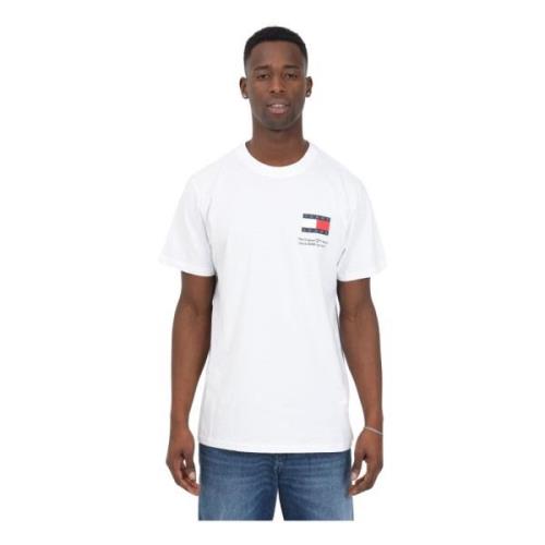 Hvid Bomuld Halværmet T-shirt til Mænd