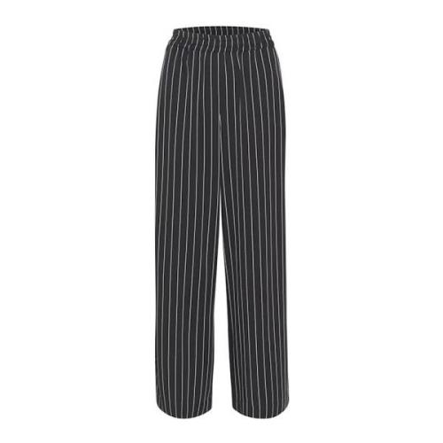 Løstsiddende Sort Pinstripe Bukser