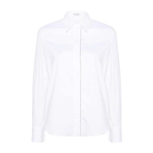 Hvid Bomuldsskjorte med Frontlukning