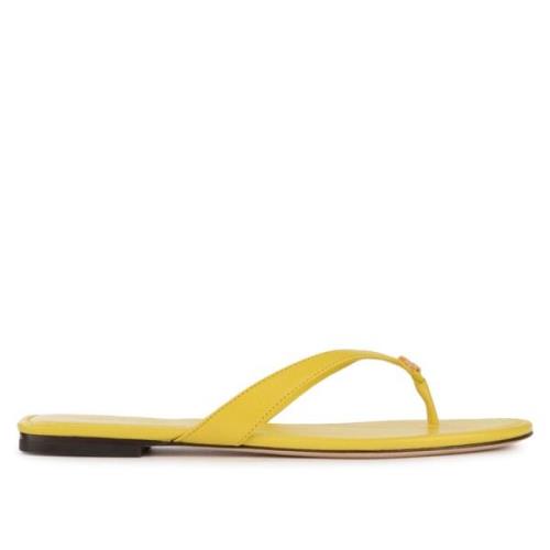 Klassiske gule læder flip-flops