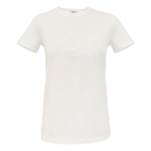 Tidløs Hvid T-Shirt med Blomsterbroderi