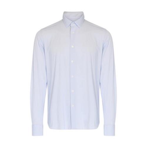 Blå Jacquard Oxford Skjorte med Mikro Prikker