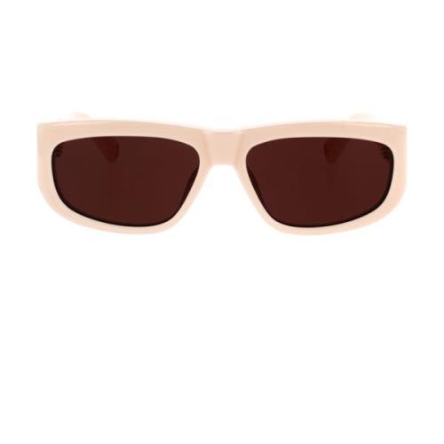 Pilotstil Solbriller med Cremefarvet Pink Ramme og Brune Linser
