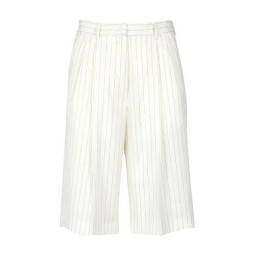 Hvide shorts med høj talje og folder