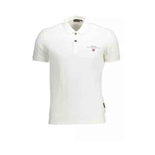 Hvid Bomuld Polo Shirt med Print og Logo
