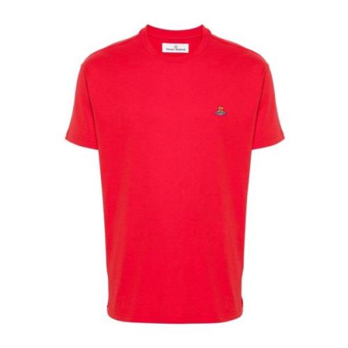 Rød Bomuld Jersey T-shirt med Signatur Orb Logo