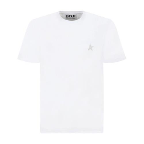 Hvid Logo Print T-Shirt med Sølvstjerne