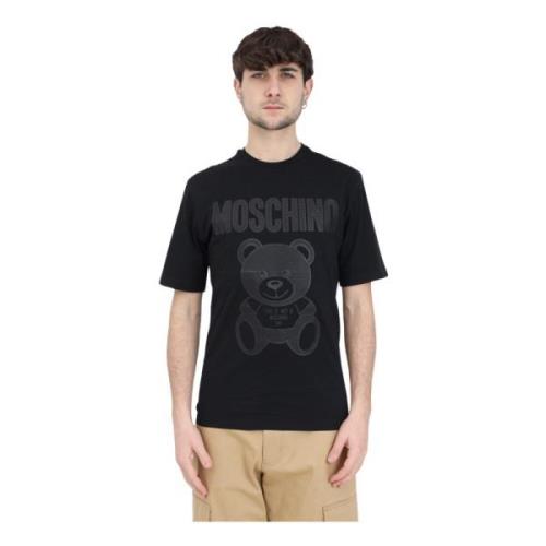 Herre Sort Bomuld Teddy Bear Print T-shirt
