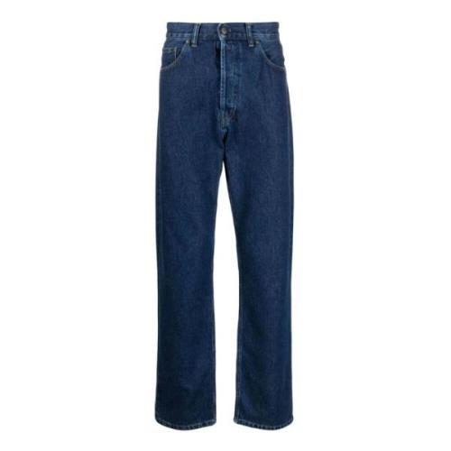 Blå Denim Jeans med Kontrastsyning