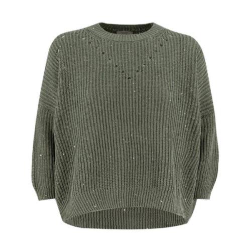 Elegant Bomuldssweater med Mikro Pailletter