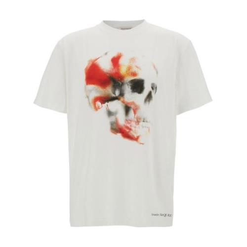 T-shirt med kranieprint i hvid