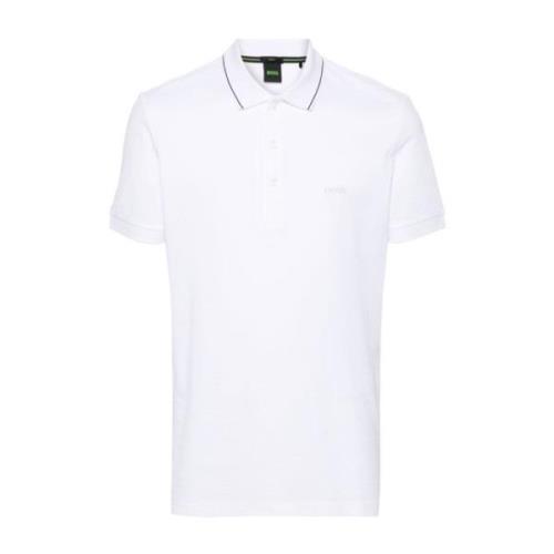 Hvid Polo Shirt med Stribe Detaljer