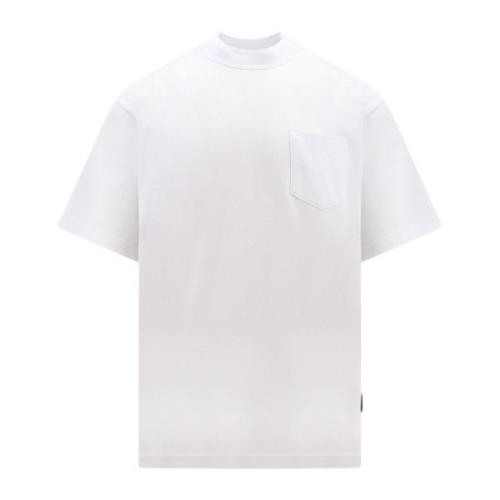 Hvid Crew-neck T-shirt med Brystlomme