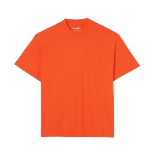 Appelsin T-shirt i bomuld med strygepå logo