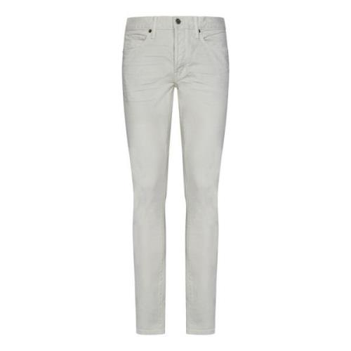 Smal pasform hvide jeans med knaplukning