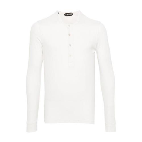 Hvid Broderet Langærmet Jersey T-shirt