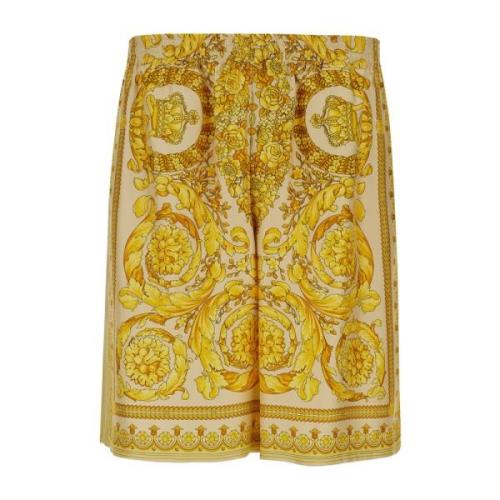 Gule Barocco Print Silke Shorts