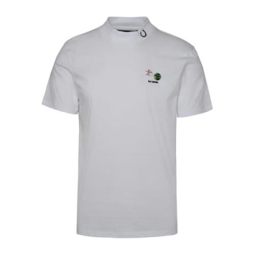 Hvid bomuld T-shirt med logo broderi