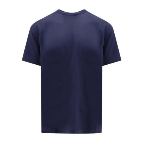 Blå Ribstrikket Crew-Neck T-Shirt