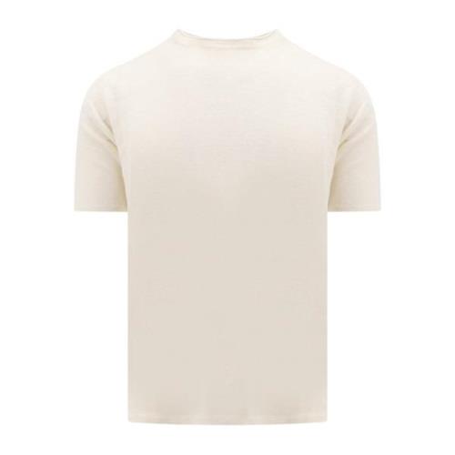 Hvid Linned Crew-neck T-shirt