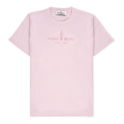 Pink Bomuld T-shirt til Drenge med Kontrastlogo