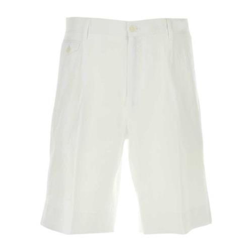 Hvide linned Bermuda shorts