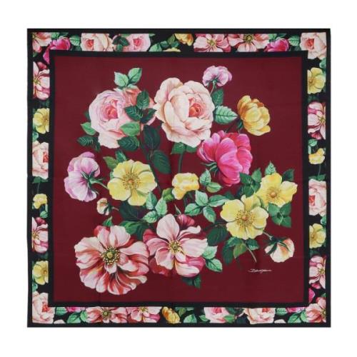 Multifarvet Silketørklæde med Blomsterprint