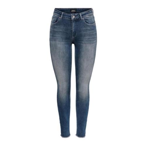 Blå Almindelige Kvinders Jeans med Lynlås og Knappelukning