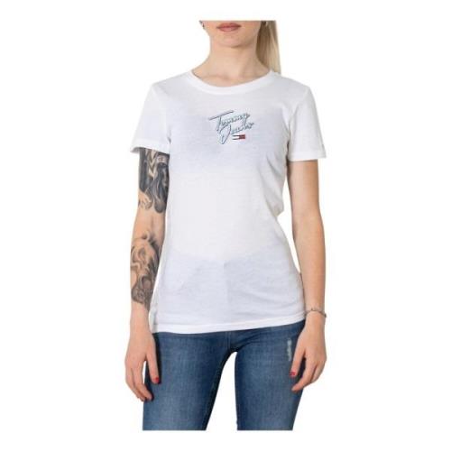 Hvid Print T-Shirt til Kvinder