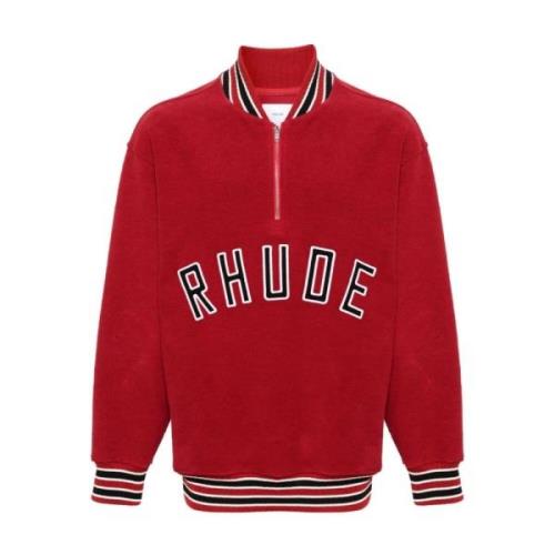Vintage Rød Bomuldssweater med Broderet Logo