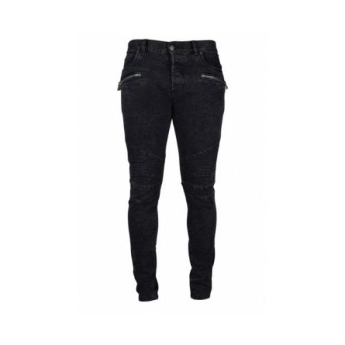 Sorte Skinny Jeans med Lynlåsdetaljer