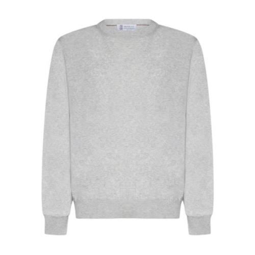 Grå Bomuldssweater med Traditionelle Elementer