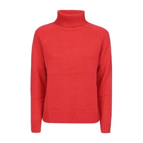 Rød Uldblandet Kasjmir Højhalset Sweater