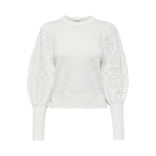 Hvid Puff Ærme Sweater