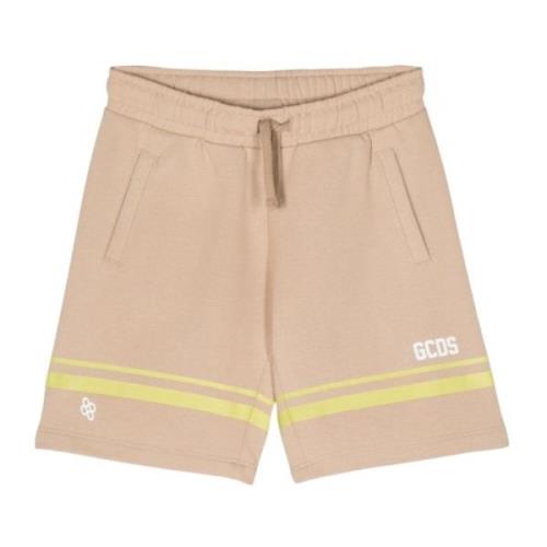 Sandfarvede Bermuda-shorts med gule striber