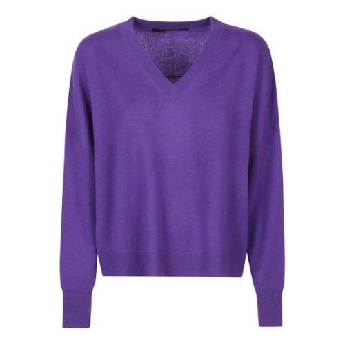 Amethyst High Low Boxy V Neck Sweater