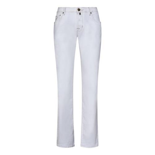 Slim-Fit Hvide Jeans i Stretch Denim med Topstitching
