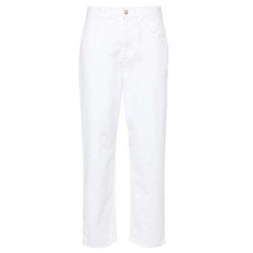 Hvide højtaljede cropped jeans