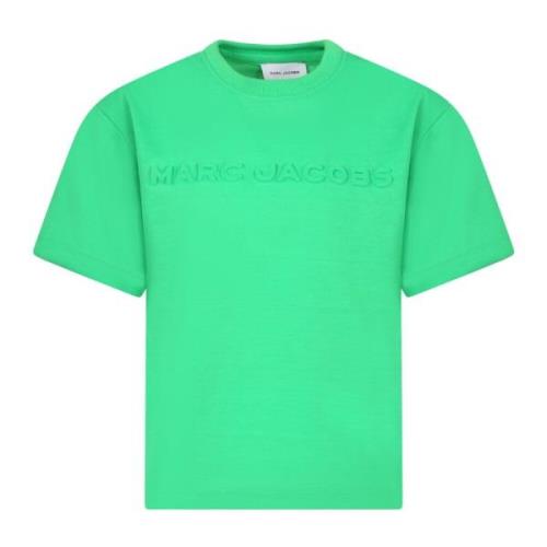 Grøn Bomuld T-Shirt med Korte Ærmer