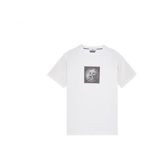 Hvid Bomuld T-shirt med Print