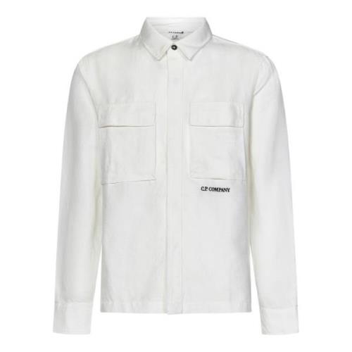 Hvide skjorter med skjult lukning og logo broderi