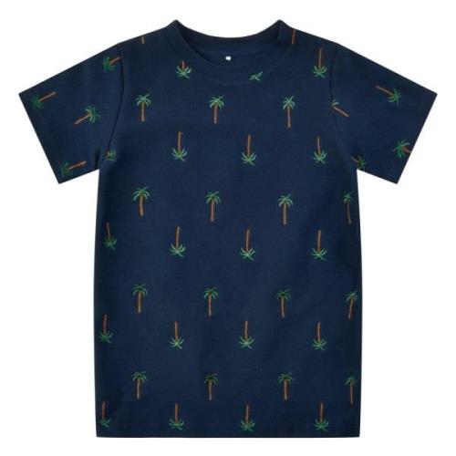 Broderede Palmetræer T-shirt - Navy