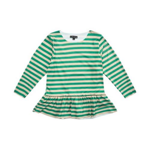 Frill T-shirt LS - Dark Sand Green Stripe